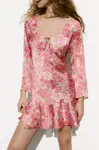 Madmext Pink Flower Patterned Dress