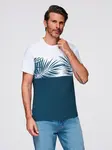 Ombre Men's two-tone t-shirt with palm leaf print - dark blue