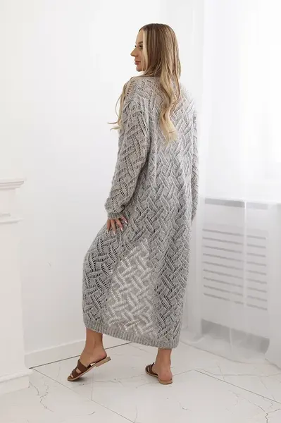 Svetr dlouhý cardigan Super KID Mohair šedý