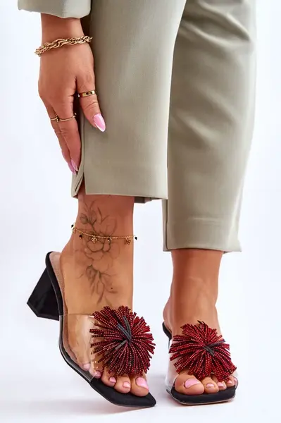 S. BARSKI Módní transparentní pantofle na vysokém podpatku S.Barski