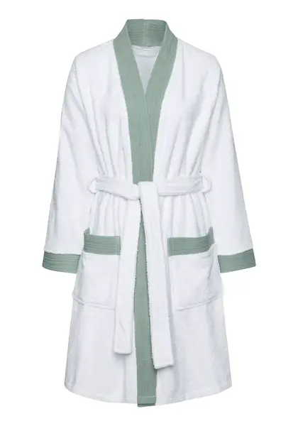 VIVANCE Krátky župan 'Dreams'  tmavozelená / biela