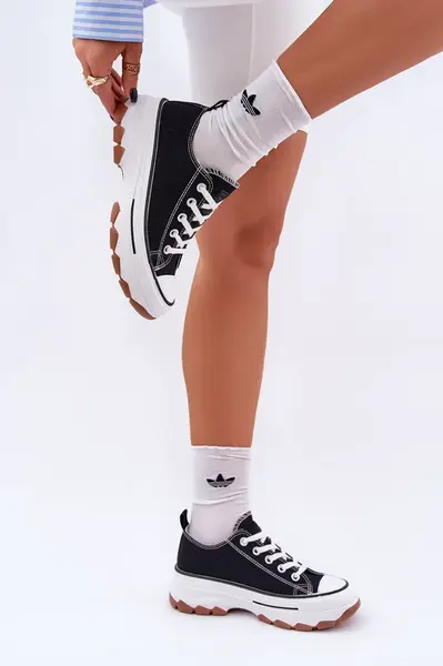 PE1 Nízké dámské tenisky na platformě černé Aradwin