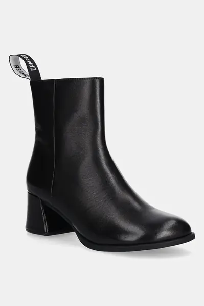 Kožené kotníkové boty Camper Kora černá barva, na podpatku, K400798-001