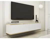 Závěsná TV skříňka Orfeo, 135 cm, bílá/zlatá