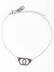 Bracelet on a silver chain decorated with handcuff pendants