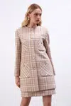 Gusto károvaný kaftan - béžový