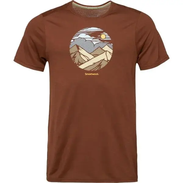 Smartwool FOURTEENER ACTIVE SHORT SLEEVE GRAPHIC TEE Pánské triko, hnědá, velikost