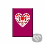 Notes Mini – Folk Srdce červený (linajkovaný)