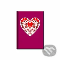 Notes Mini – Folk Srdce červený (linajkovaný)