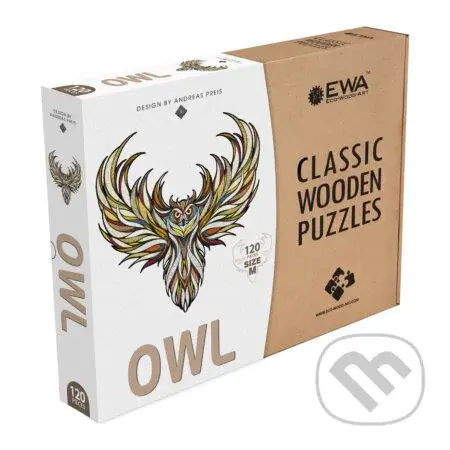 Drevenné puzzle – sova veľkosť M craft box - puzzle z kategorie 3D puzzle