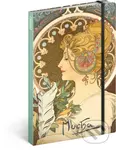 Notes Alfons Mucha – Pero (nelinkovaný s gumičkou na uzavření)