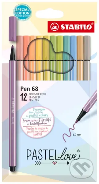 Prémiový vláknový fix - STABILO Pen 68 - Pastellove  - 12 ks