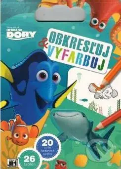 Obkresľuj a vyfarbuj: Hľadá sa Dory (26 šablón, 20 strán farebných pozadí) - kniha z kategorie Omalovánky