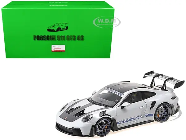 2022 Porsche 911 (992) GT3 RS "Weissach Package" Gray Metallic with Blue Accents Limited Edition to 649 pieces Worldwide 1/18 Diecast Model Car by Mi