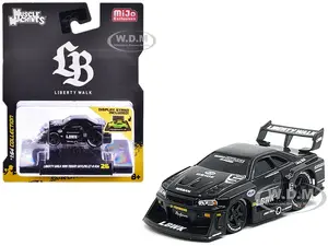 1999 Nissan Skyline GT-R (R34) 5 "Liberty Walk" Black 1/64 Diecast Model Car by Muscle Machines