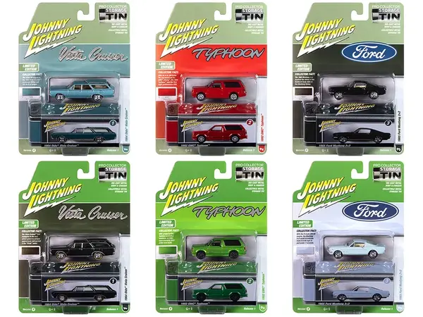 Johnny Lightning Collectors Tin 2025 Set of 6 Cars Release 1 Limited Edition 1 1/64 Diecast Model Cars by Johnny Lightning