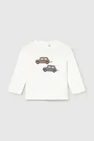 Dětské bavlněné tričko s dlouhým rukávem Mayoral bílá barva, s aplikací, 2072