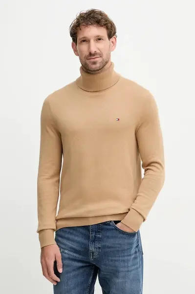 Svetr s příměsí kašmíru Tommy Hilfiger tmavomodrá barva, s golfem, MW0MW28048