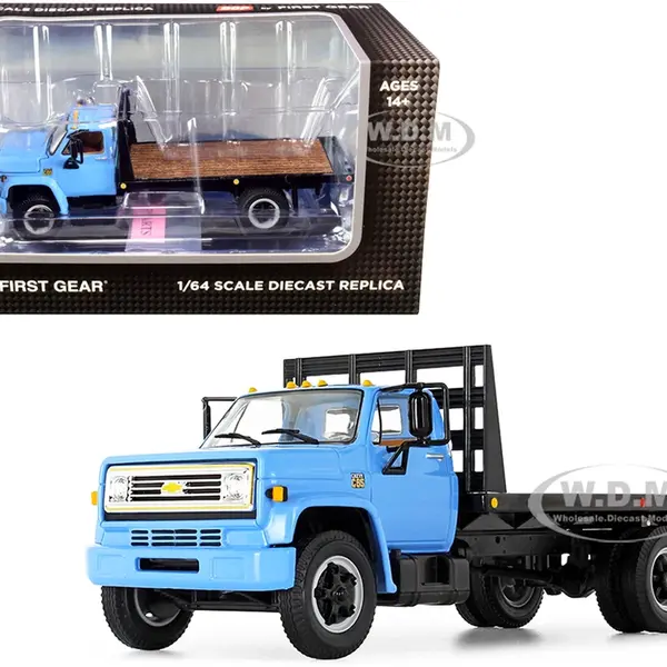 Chevrolet C65 Flatbed Truck Light Blue 1/64 Diecast Model by DCP/First Gear