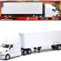 Peterbilt 387 Truck with Dry Goods Trailer White "Long Haul Truckers" Series 1/32 Diecast Model by New Ray