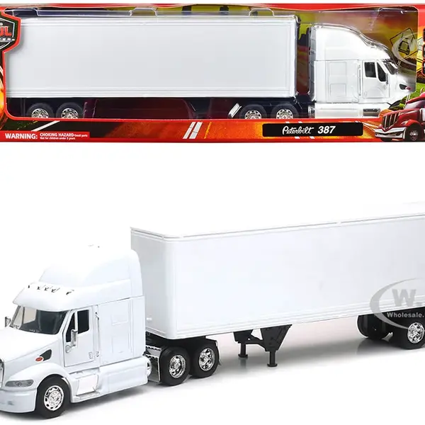 Peterbilt 387 Truck with Dry Goods Trailer White "Long Haul Truckers" Series 1/32 Diecast Model by New Ray
