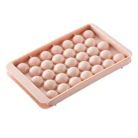 33-Cavity Plastic Round Ice Ball Mold for Making Frozen Whiskey Balls Popsicles and Lollipops - Pink