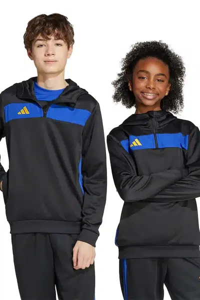Dětská mikina adidas Performance černá barva, s kapucí, vzorovaná, JX2230