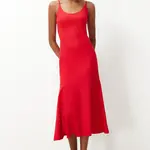 Trendyol Red Fitted Strap Woven Dress