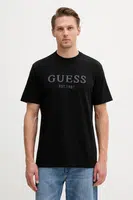 Bavlněné tričko Guess pánské, černá barva, s aplikací, M5YI17 I3Z14