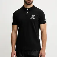 Polo tričko PLEIN SPORT pánské, černá barva, s potiskem, PS25MPL01