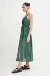 Šaty s příměsí hedvábí Marella Emme by Marella zelená barva, midi, 2515221172200