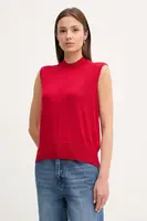 Vesta ze směsi hedvábí Tommy Hilfiger červená barva, WW0WW45651