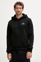 Mikina Alpha Industries pánská, černá barva, s kapucí, hladká, 148347.533