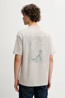 Bavlněné tričko Marc O'Polo pánské, béžová barva, s potiskem, 526206451158