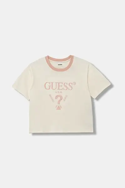 Dětské bavlněné tričko Guess béžová barva, J5YI44 I3Z14