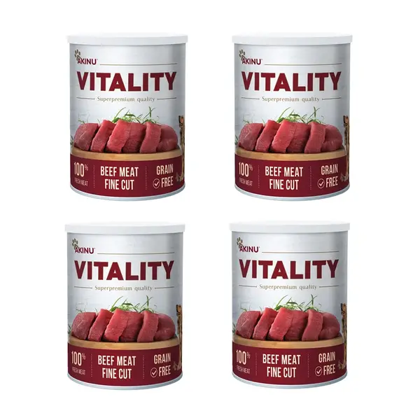 Akinu VITALITY Hovězí jemně krájená svalovina konzerva pro psy 4 x 400 g