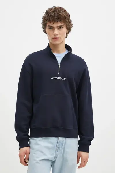 Mikina Guess Jeans pánská, tmavomodrá barva, s aplikací, M5RQ42 KCPR1