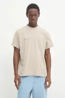 Bavlněné tričko Pangaia béžová barva, s potiskem