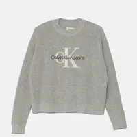 Dětský bavlněný svetr Calvin Klein Jeans šedá barva, lehký, IG0IG02647