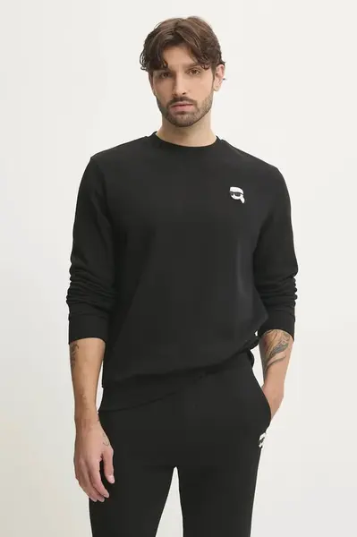 Mikina Karl Lagerfeld pánská, černá barva, s aplikací, 500900.705710