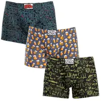 Styx 3PACK pánské boxerky long art klasická guma vícebarevné (3F12672) L