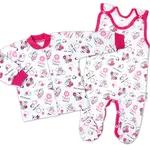 Baby Nellys 2D sada, bavlněné dupačky s košilkou Berušky, bílá, 68