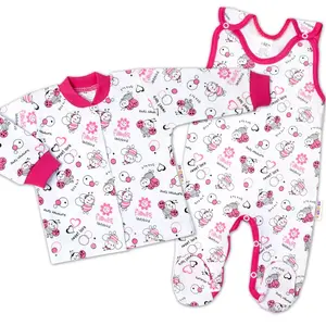Baby Nellys 2D sada, bavlněné dupačky s košilkou Berušky, bílá, 68
