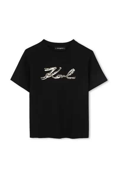 Dětské bavlněné tričko Karl Lagerfeld černá barva, Z30485