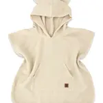 Baby Nellys Dětské mušelínové pončo lux s kapucí Teddy, rychleschnoucí, béžové, 110/122