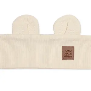 Baby Nellys Čelenka Teddy s oušky pro děti Hand Made - krémová, 1-3 roky