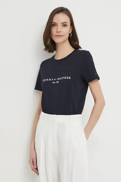 Bavlněné tričko Tommy Hilfiger tmavomodrá barva, WW0WW31999