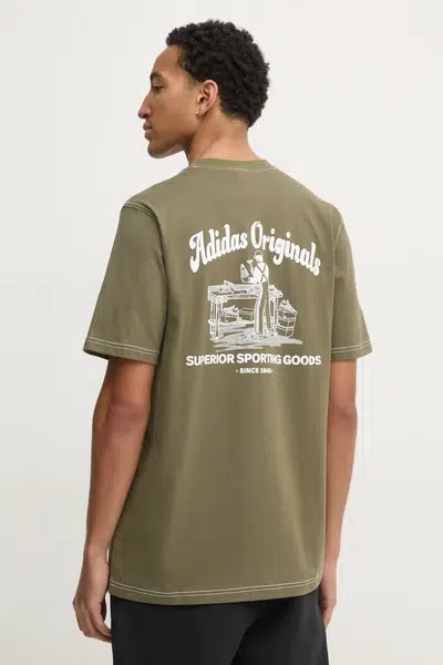 Bavlněné tričko adidas Originals Wabash zelená barva, s potiskem, JP4476