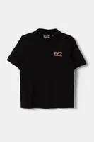 Dětská bavlněná polokošile EA7 Emporio Armani černá barva, s potiskem, 7B000022 AF10378