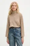 Svetr z vlněné směsi By Malene Birger MOHSEN dámský, béžová barva, lehký, s golfem, Q72551001